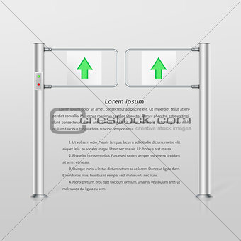 Vector illustration of double turnstile with green arrows