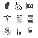Black vector icons for nephrology