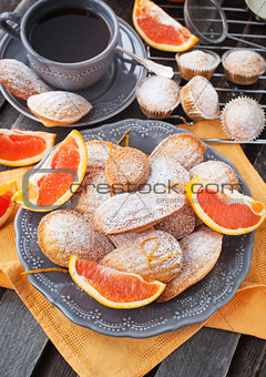 Fresh orange madeleines cookies