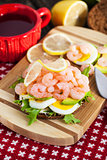 Fresh sandwich with shrimp and egg