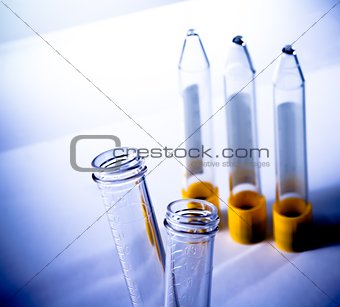 detail of the test tubes in laboratory on table