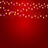 Christmas and New Year  Background with Luminous Garland Vector