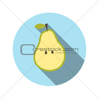 Flat Design Concept Pear Vector Illustration With Long Shadow.