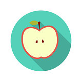 Flat Design Concept Apple Vector Illustration With Long Shadow.
