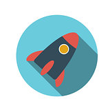 Flat Design Concept Rocket Vector Illustration With Long Shadow.