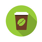 Flat Design Concept Coffee Vector Illustration With Long Shadow.