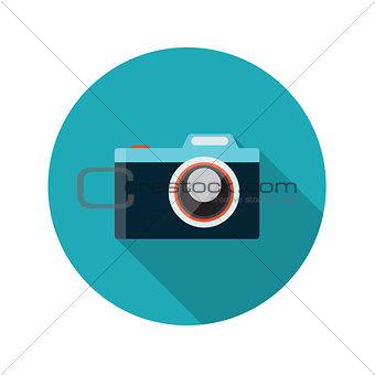 Flat Design Concept Camera Vector Illustration With Long Shadow.