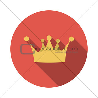 Flat Design Concept Vector Crown Illustration With Long Shadow.