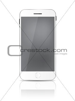 New Realistic Mobile Phone With Gray Screen. Vector Illustration