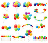 Color Glossy Balloons Mega Set Vector Illustration