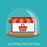 Shopping Protection Flat Concept for Mobile Apps
