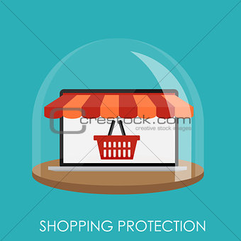 Shopping Protection Flat Concept for Mobile Apps