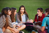 Astonished Student with Friends
