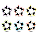 Set of colorful flower logos with shadow