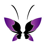 Face of a lady and butterfly- logo concept for spa or beauty