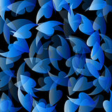 Blue abstract background with leaves