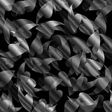 Black and silver abstract background with leaves