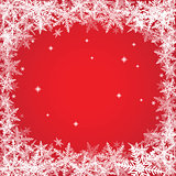 Christmas snowflakes on red background.