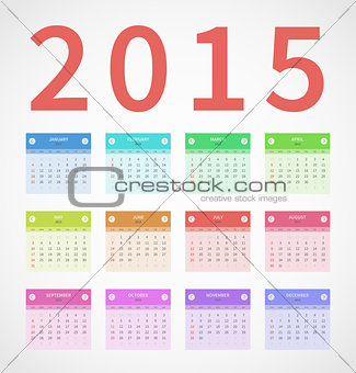 Calendar annual 2015 in flat design