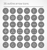 Set of outline arrow icons