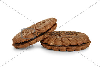 chocolate cookies with cream isolated on white background