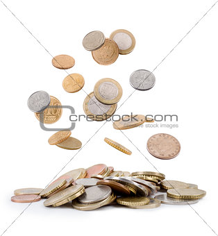 stack of coins isolated on white