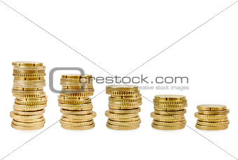 stack of coins isolated on white