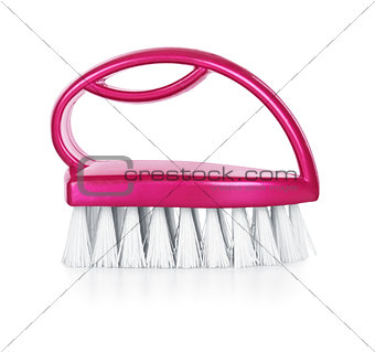 pink cleaning brush isolated on white background