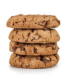 stack of cookies with chocolate on isolated white