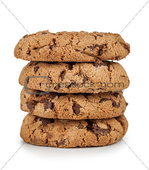 stack of cookies with chocolate on isolated white