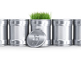 grass in a metal can