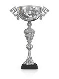 champion silver trophy isolated on white