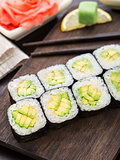 Sushi rolls with avocado