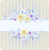 Decorative blue background with lily