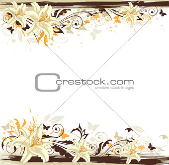 Decorative background with white lily