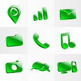 set glass icons button color symbol