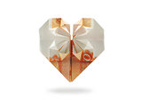 origami heart of five thousand ruble banknote
