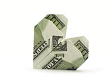 origami heart of hundred dollar banknotes