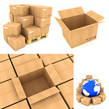 Packing Concepts - Set of 3D Illustrations.