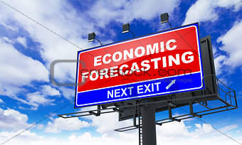 Economic Forecasting Inscription on Red Billboard.