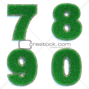 Digits 7, 8, 9, 0 of Green Lawn.
