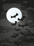 night with moon and bats