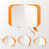 Abstract Orange Speech Bubble Set Cut of Paper