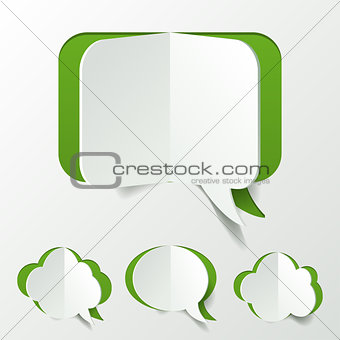 Abstract Green Speech Bubble Set Cut of Paper