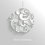 Abstract White Floral Christmas Ball, creative vector illustration