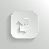Synchronization icon with arrows - vector white app button