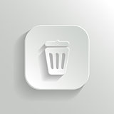 Trash can icon - vector white app button