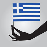 Hand with Greece flag