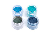 Mineral eye shadows in blue color 