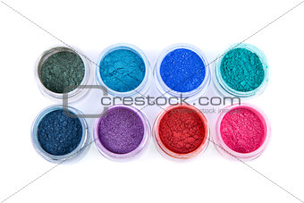 Set of colorful powder eye shadows 